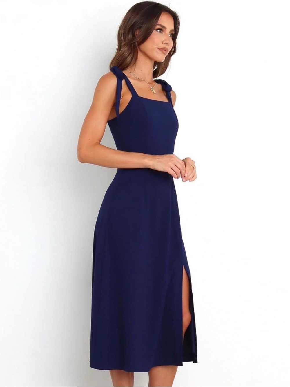 Petal & Pup Laurel Navy Tie-Shoulder Midi Dress